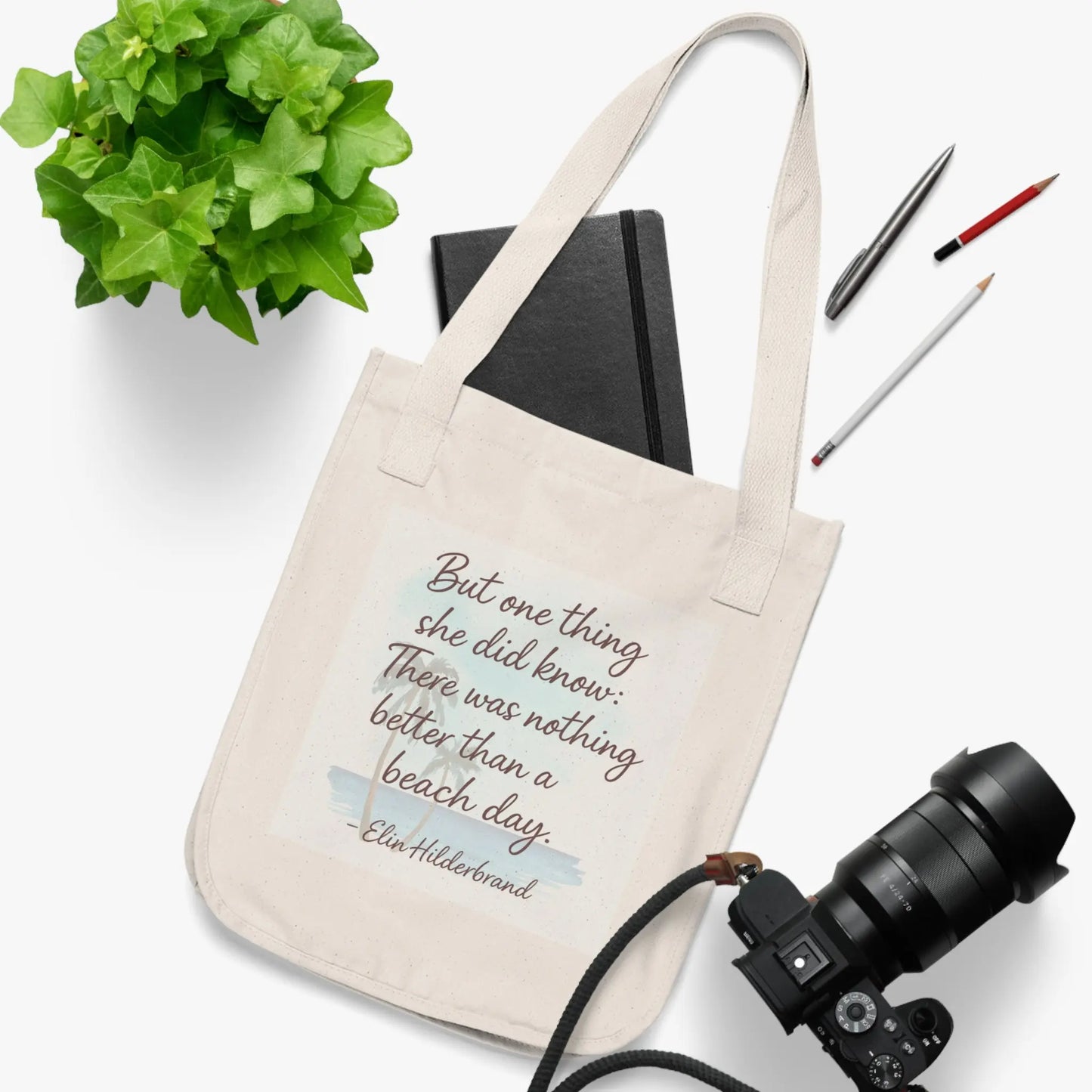 Beach Day Quote Tote Bag | Eco-Friendly Canvas Carryall for Book Lovers, Gift Idea for Her, Beach Essentials, Literary Tote, [...] Printify