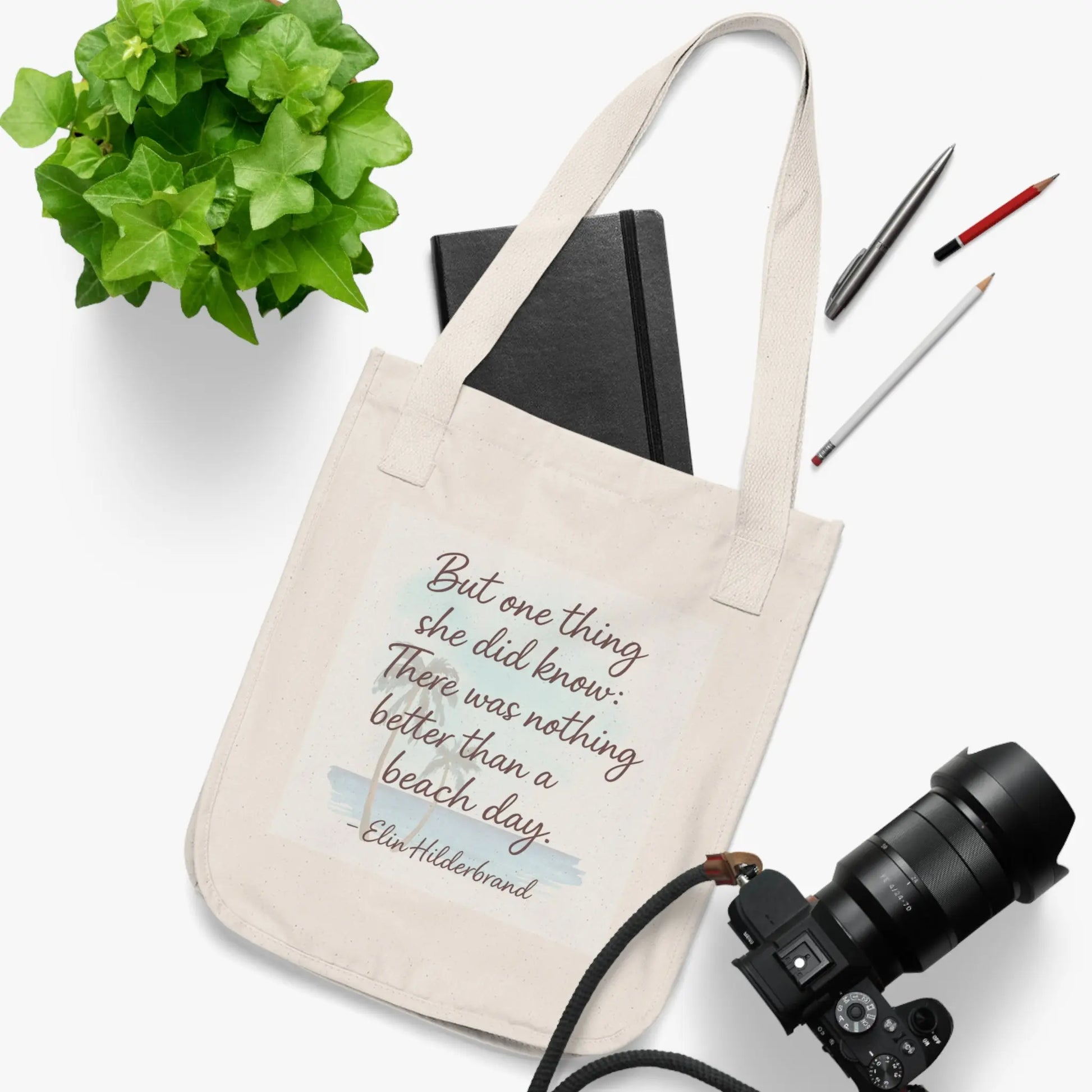 Beach Day Quote Tote Bag | Eco-Friendly Canvas Carryall for Book Lovers, Gift Idea for Her, Beach Essentials, Literary Tote, [...] Printify