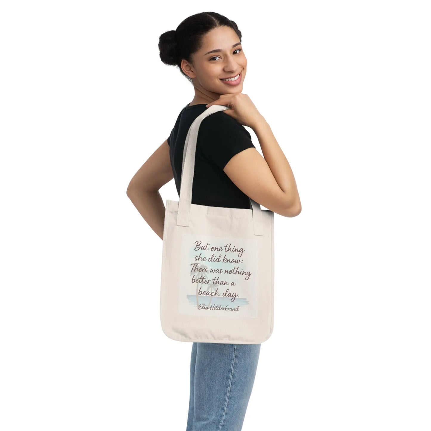 Beach Day Quote Tote Bag | Eco-Friendly Canvas Carryall for Book Lovers, Gift Idea for Her, Beach Essentials, Literary Tote, [...] Printify